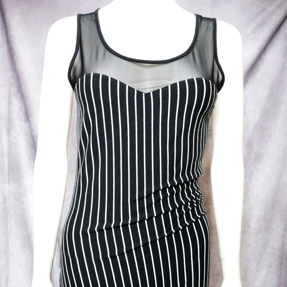90s Black and White Pinstripe mini dress from Forever 21